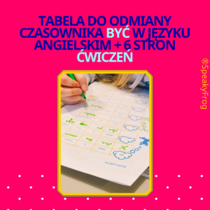 Tabela do odmiany czasownika BYĆ w języku angielskim plus 6 stron ćwiczeń